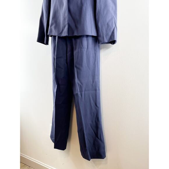 John Meyer Two Piece Wool Blend Pant Suit Blazer Wide Leg Trousers Navy Blue - Picture 11 of 16